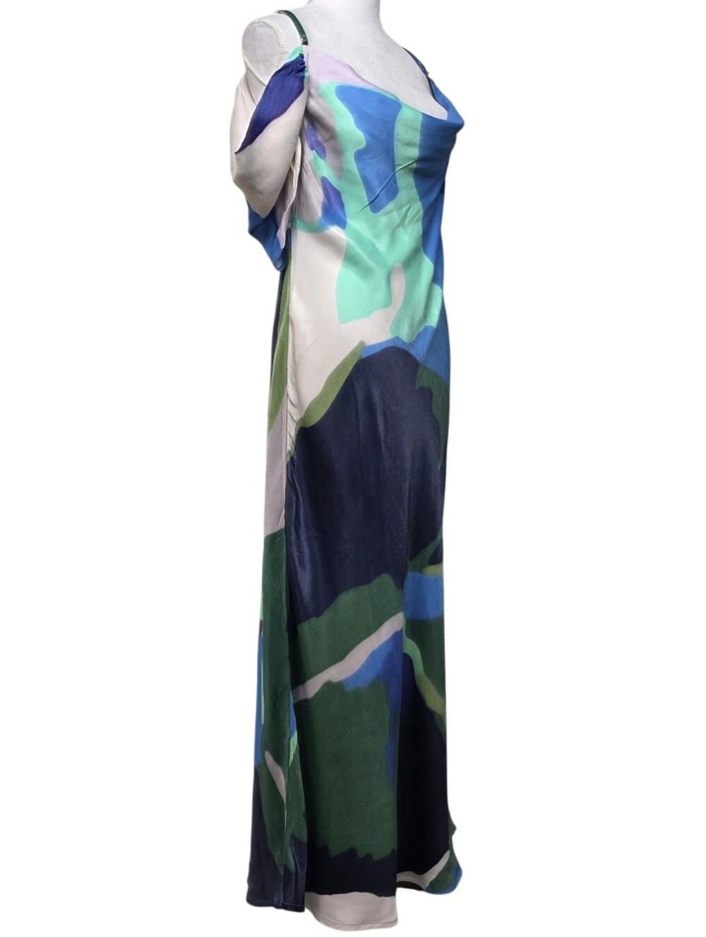 BL^NK x Anthropologie Multicolor Abstract Slip Dress Cowl Neckline Size